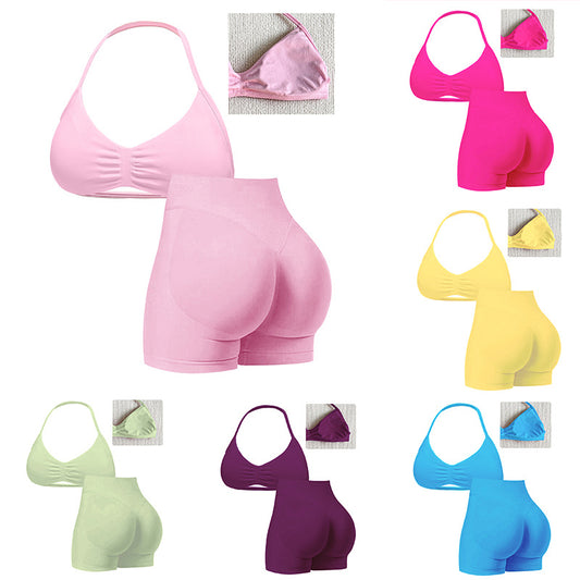 Seamless Halter Bra and High-Waist Set