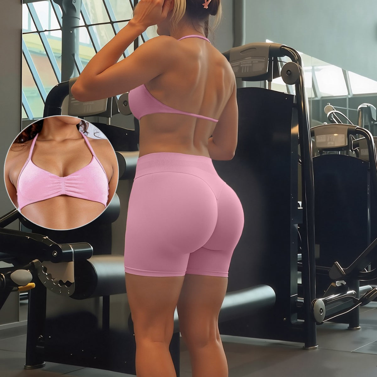 Seamless Halter Bra and High-Waist Set