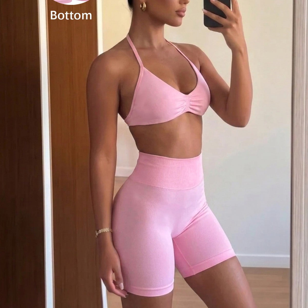 Seamless Halter Bra and High-Waist Set