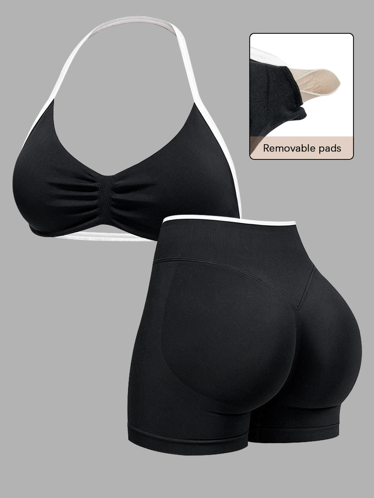 Seamless Halter Bra and High-Waist Set